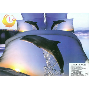 Микрофибърен 3D Спален комплект - Морски залез с делфини